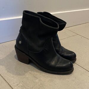 John Fluevog Black Leather Ankle Boots